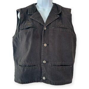 Wyoming Traders Vest Men Medium Brown Lined Canvas Western Ranch Rodeo Cowboy